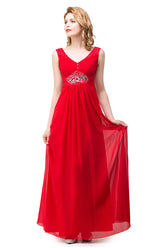 A-line Knee-length V-neck Red Bridesmaid Dresses